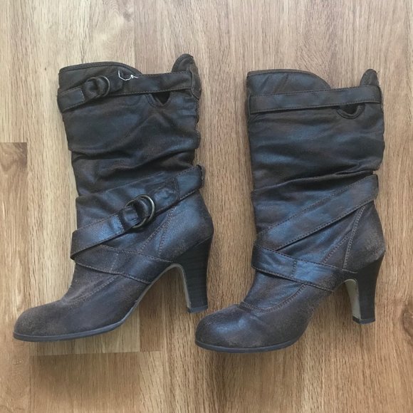 Nadara Distressed Heeled Boot - Picture 1 of 11